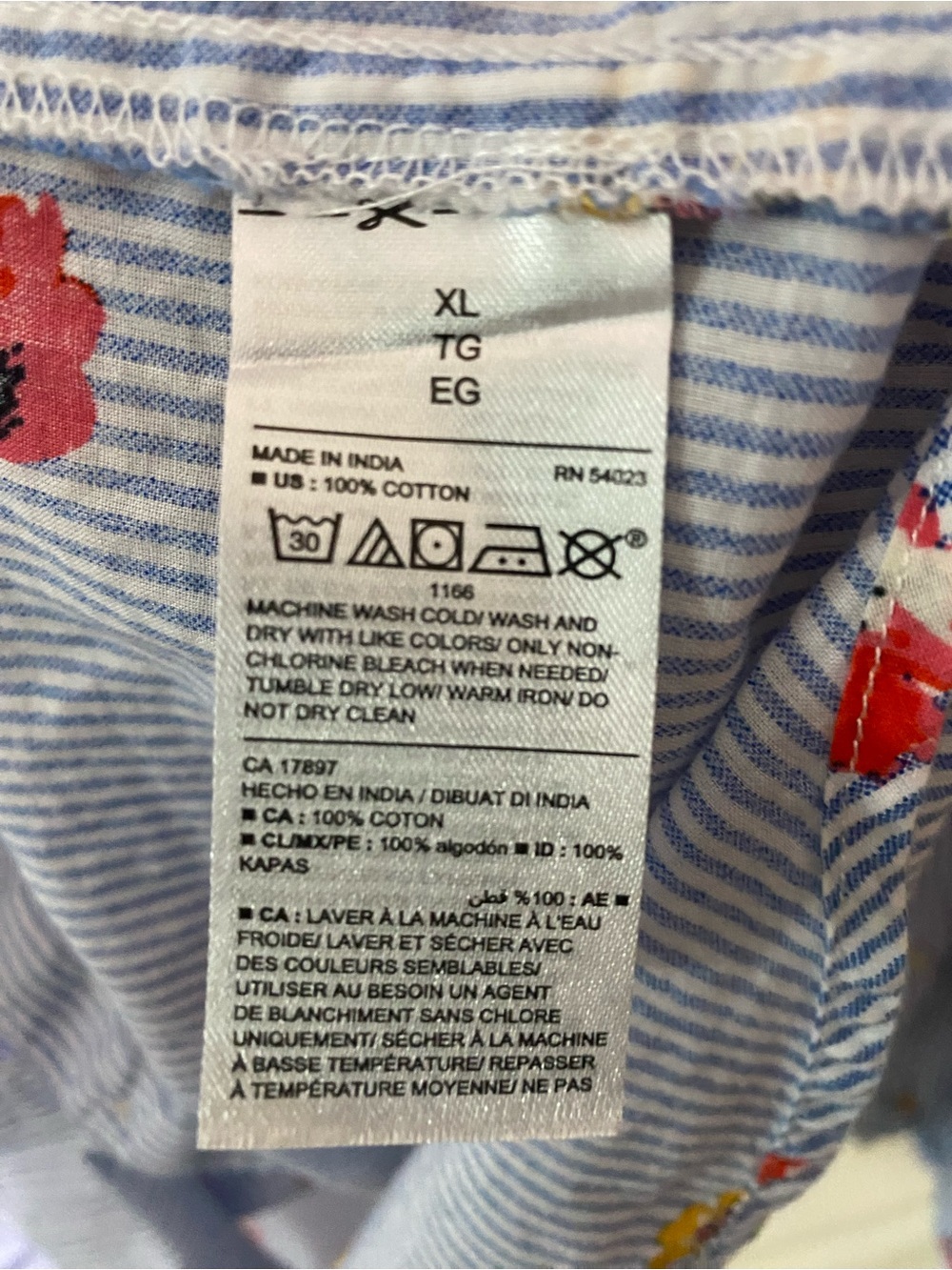 Old Navy Relaxed Smocked Floral Striped Button-Front Cotton Shirt - Picture 5 of 10